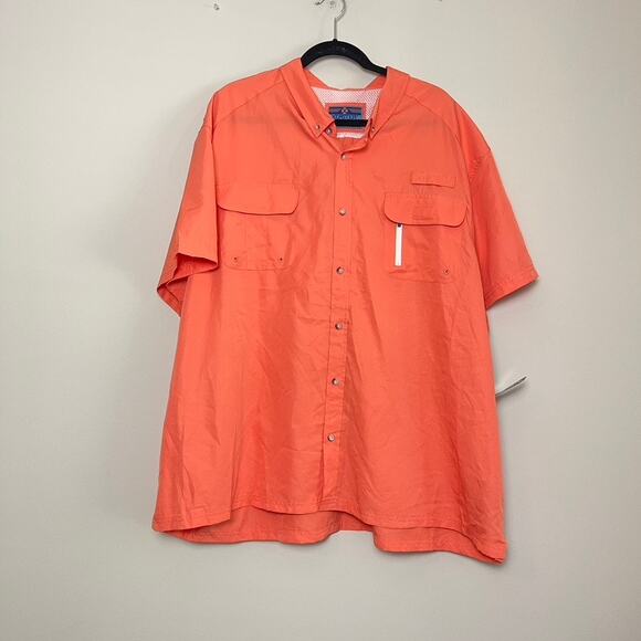 NWT Xcaster Orange Outdoor UPF Fishing Quick Dry Button Shirt Men's Sz 4X - Picture 1 of 8